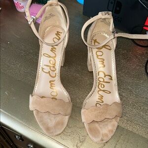 Sam Edelman Beige Suede Heeled Sandals